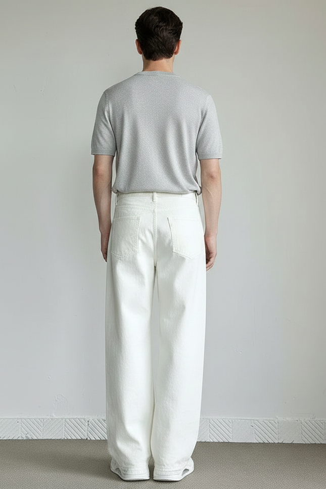 Pantalon Fluide Blanc Ample Décontracté Homme - Jean - vue 2