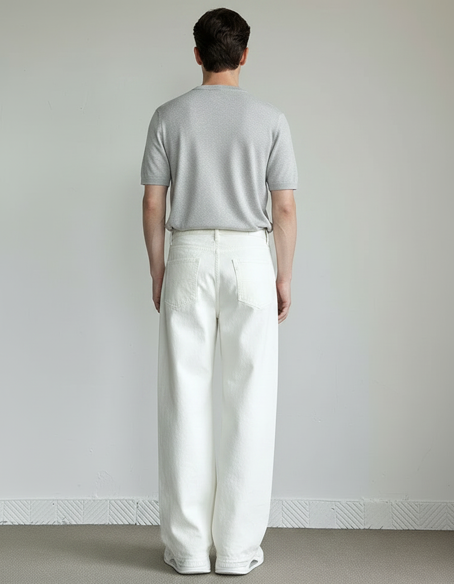 Pantalon Fluide Blanc Ample Décontracté Homme - Jean - vue 2
