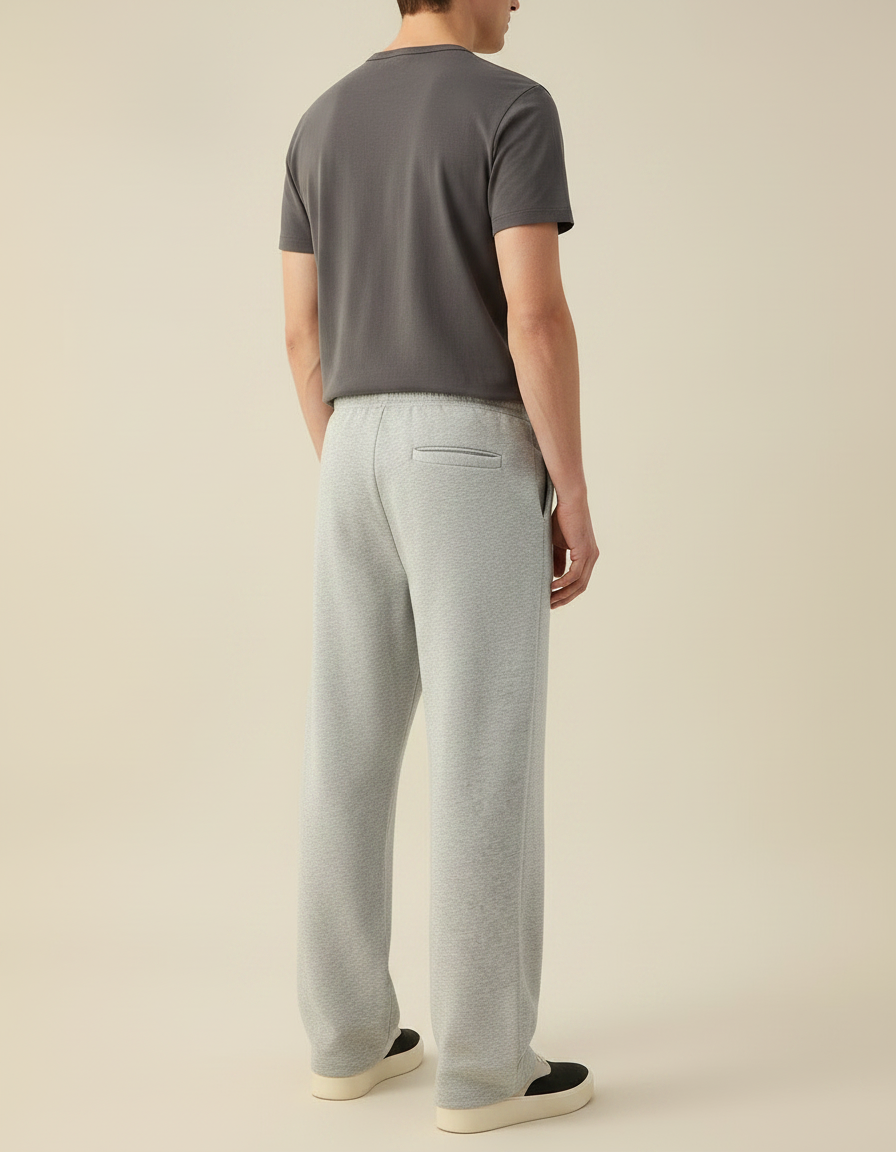 Pantalon Fluide Gris Ample Coton Homme - Molleton - vue 2