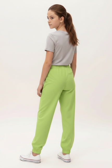 Pantalon Fluide Vert Citron Ample Cheville Confortable - Molleton - vue 2