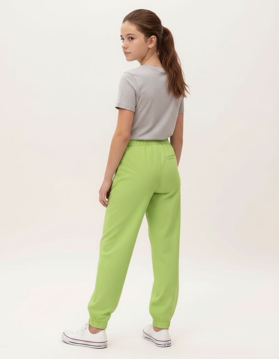 Pantalon Fluide Vert Citron Ample Cheville Confortable - Molleton - vue 2