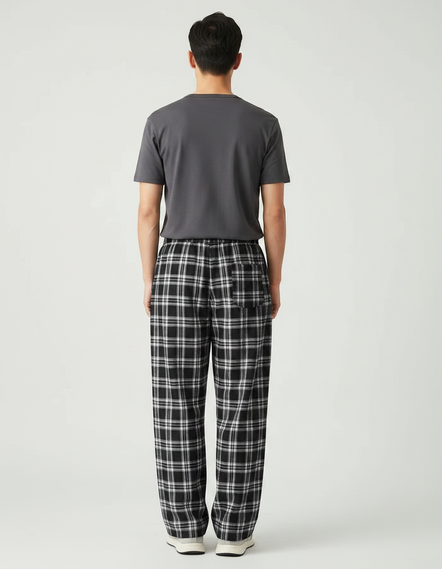 Pantalon Fluide Carreaux - Imprimé Molleton - vue 2