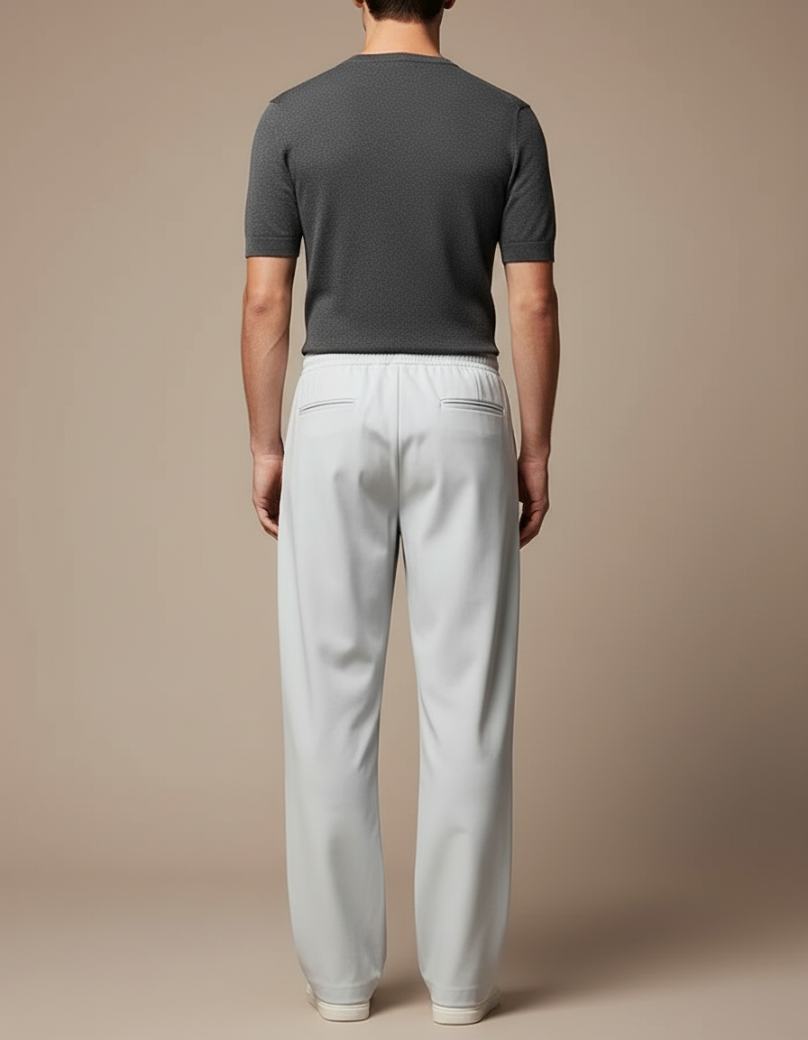 Pantalon Fluide Gris Clair Décontracté Zippé Homme - Polyester - vue 2