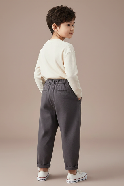 Pantalon Fluide Gris Ample Coton Enfant Décontracté Cargo - vue 2