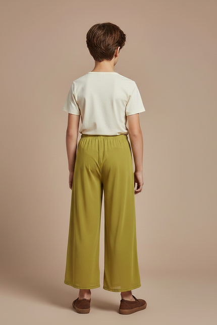 Pantalon Fluide Vert Ample Maille Léger Confortable - vue 2
