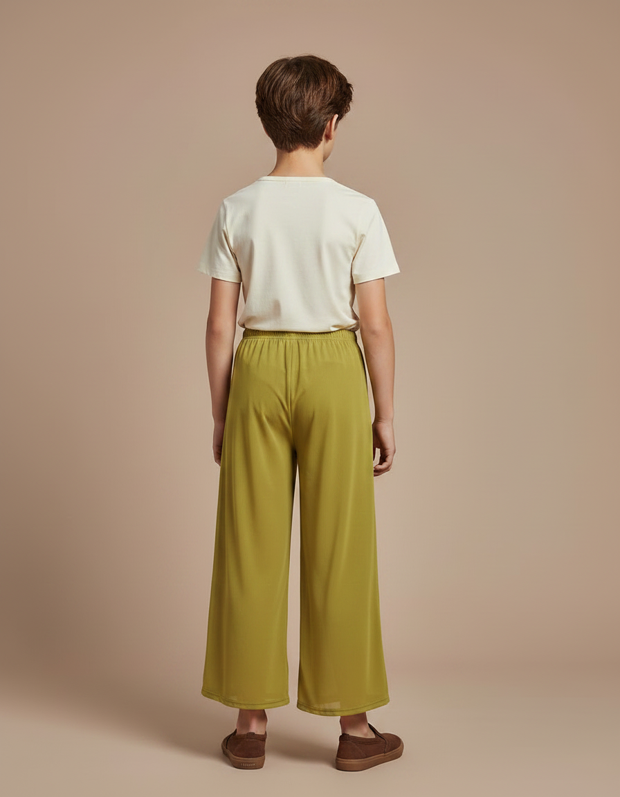 Pantalon Fluide Vert Ample Maille Léger Confortable - vue 2