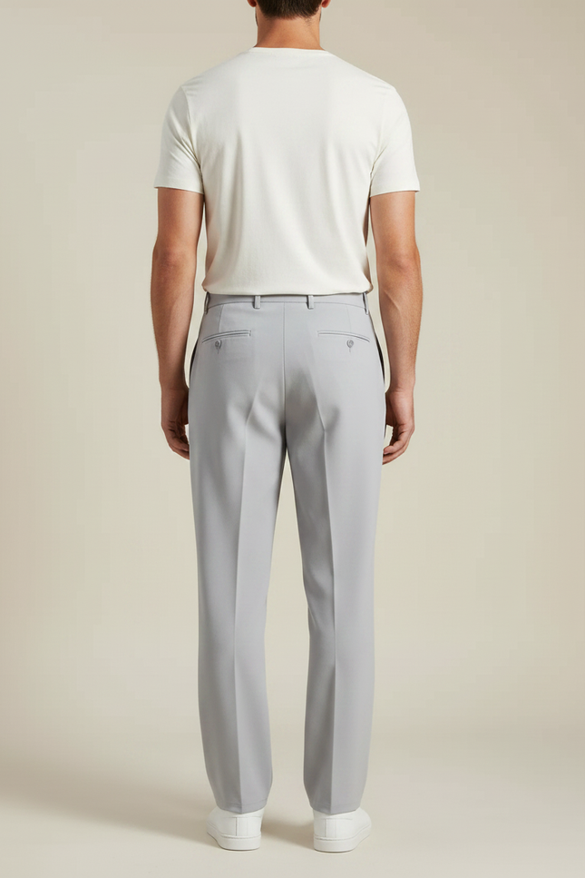 Pantalon Fluide Gris Clair Plissé Décontracté Homme Moderne - Polyester - vue 2