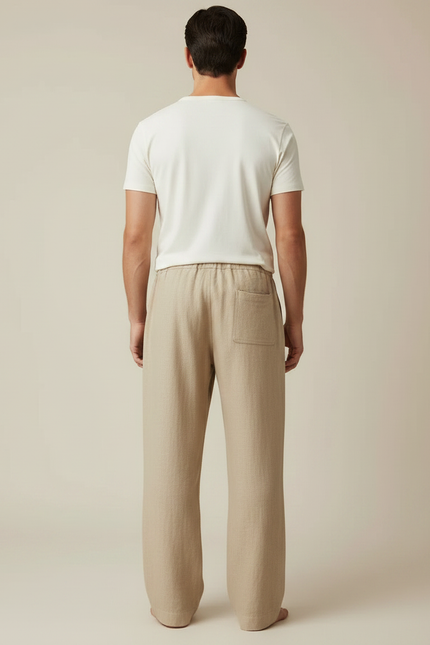Pantalon Fluide Vacances - Beige Lin - vue 2