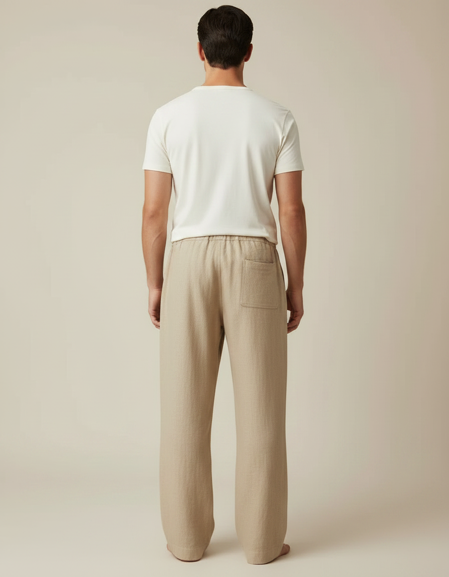 Pantalon Fluide Vacances - Beige Lin - vue 2