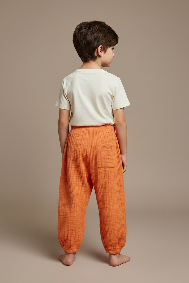 Pantalon Fluide Orange Gaze Coton Ample Enfant - vue 2