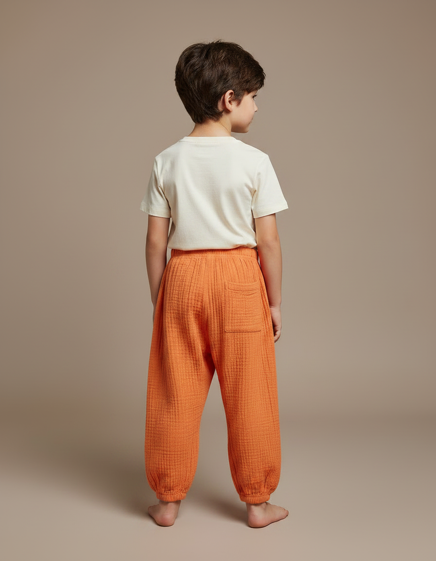 Pantalon Fluide Orange Gaze Coton Ample Enfant - vue 2