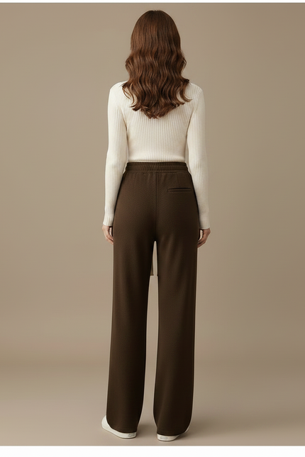 Pantalon Fluide Marron Ample Décontracté Cordon Femme - Molleton - vue 2