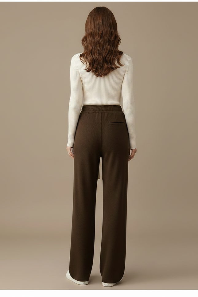 Pantalon Fluide Marron Ample Décontracté Cordon Femme - Molleton - vue 2