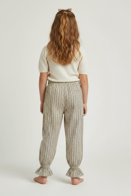 Pantalon Fluide Imprimé Rayures Cœur Ample Fille - Viscose - vue 2