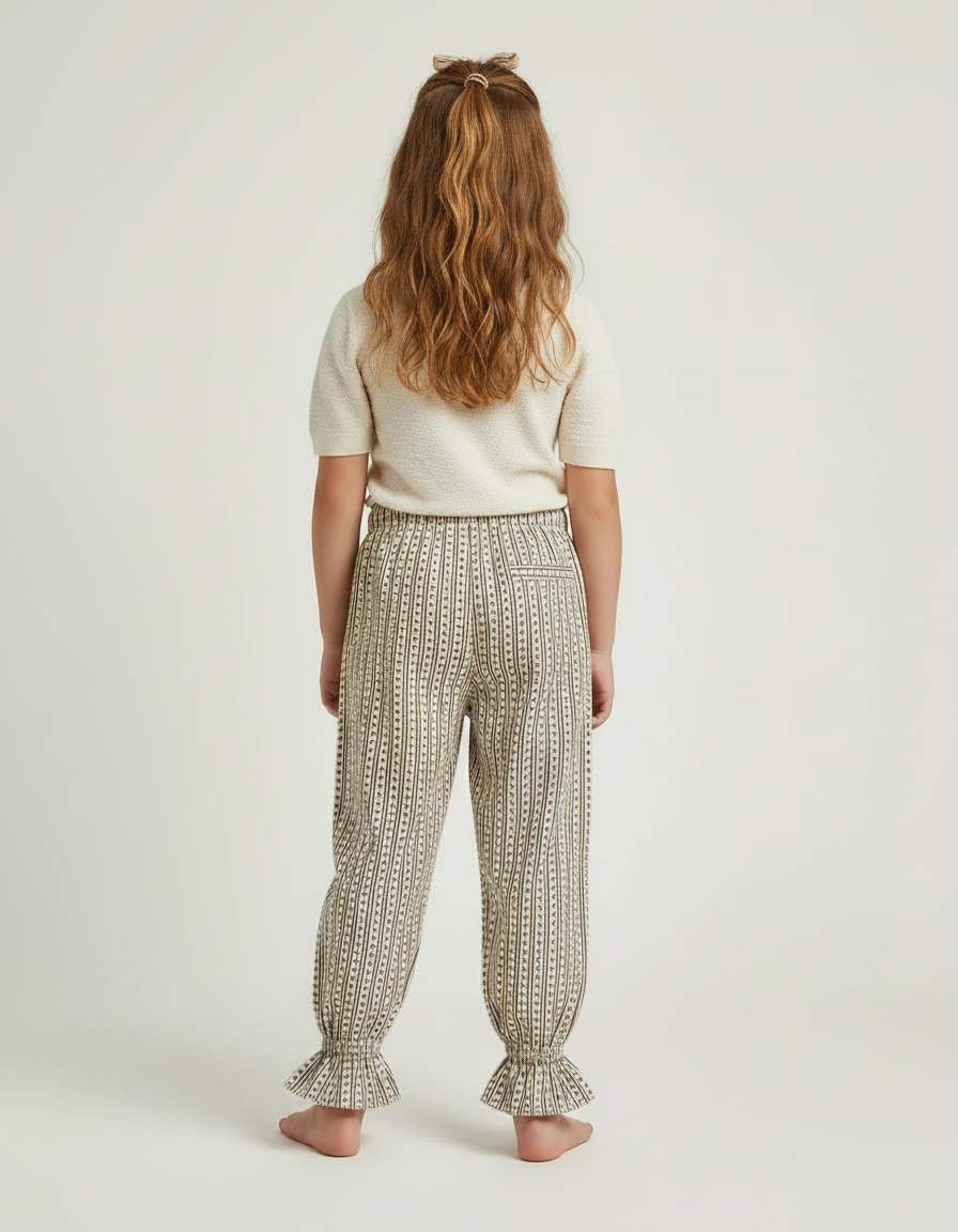 Pantalon Fluide Imprimé Rayures Cœur Ample Fille - Viscose - vue 2
