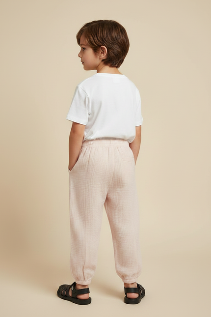 Pantalon Fluide Rose Gaze Coton Ample Confortable Enfant - vue 2