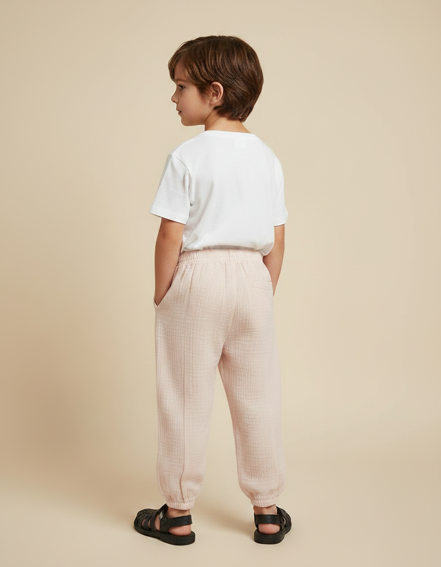 Pantalon Fluide Rose Gaze Coton Ample Confortable Enfant - vue 2