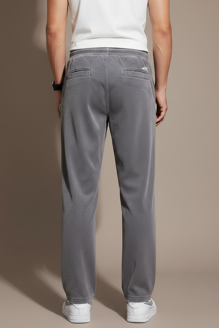 Pantalon Fluide Gris Cordon Ample Décontracté Côtelé - Cordé - vue 2