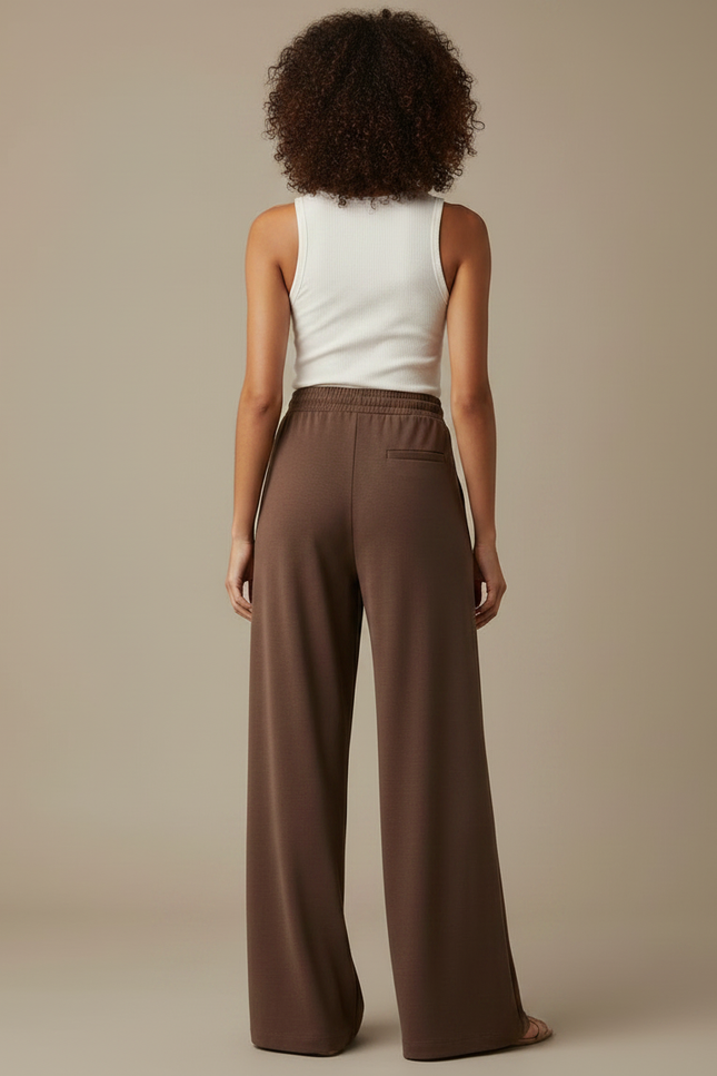 Pantalon Fluide Femme Marron Palazzo - Molleton - vue 2