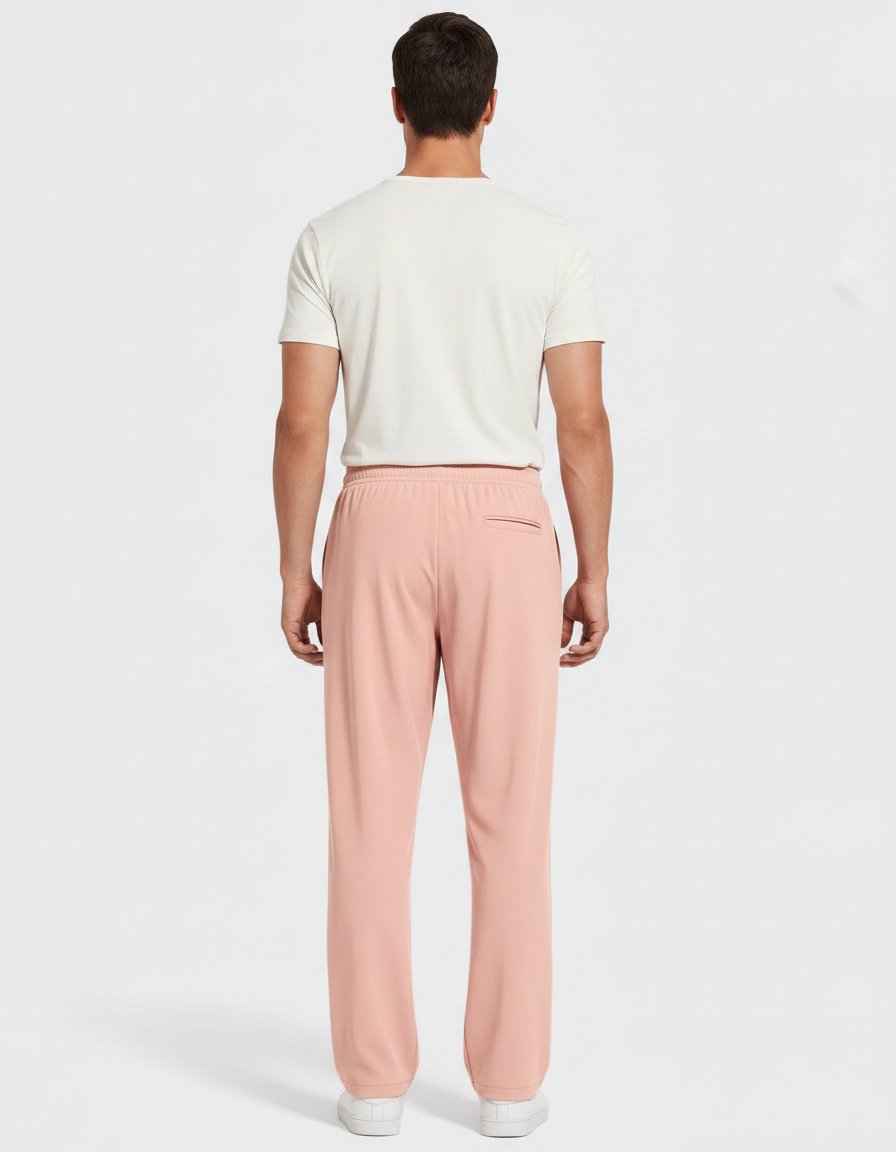 Pantalon Fluide Rose Droit Décontracté Homme - Polyester - vue 2