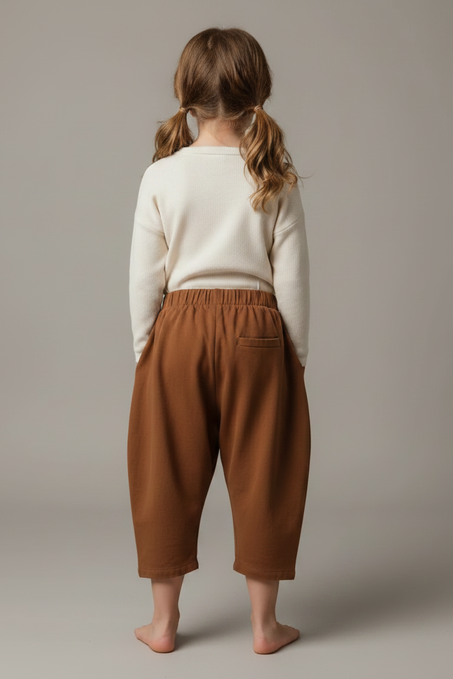 Pantalon Fluide Fille Terracotta Coupe Ample - Marron Molleton - vue 2