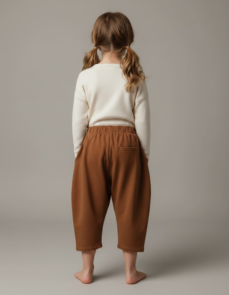 Pantalon Fluide Fille Terracotta Coupe Ample - Marron Molleton - vue 2