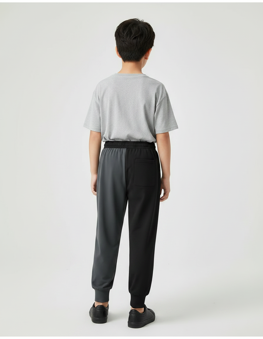 Pantalon Fluide Bicolore Gris Noir Sport Enfant - Multicolore Polyester - vue 2
