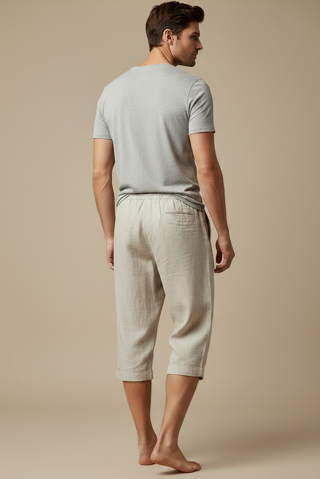 Pantalon Fluide Beige Lin Ample Décontracté Léger - vue 2