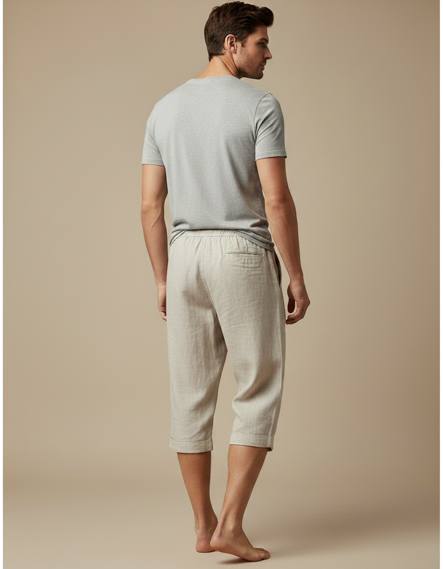 Pantalon Fluide Beige Lin Ample Décontracté Léger - vue 2