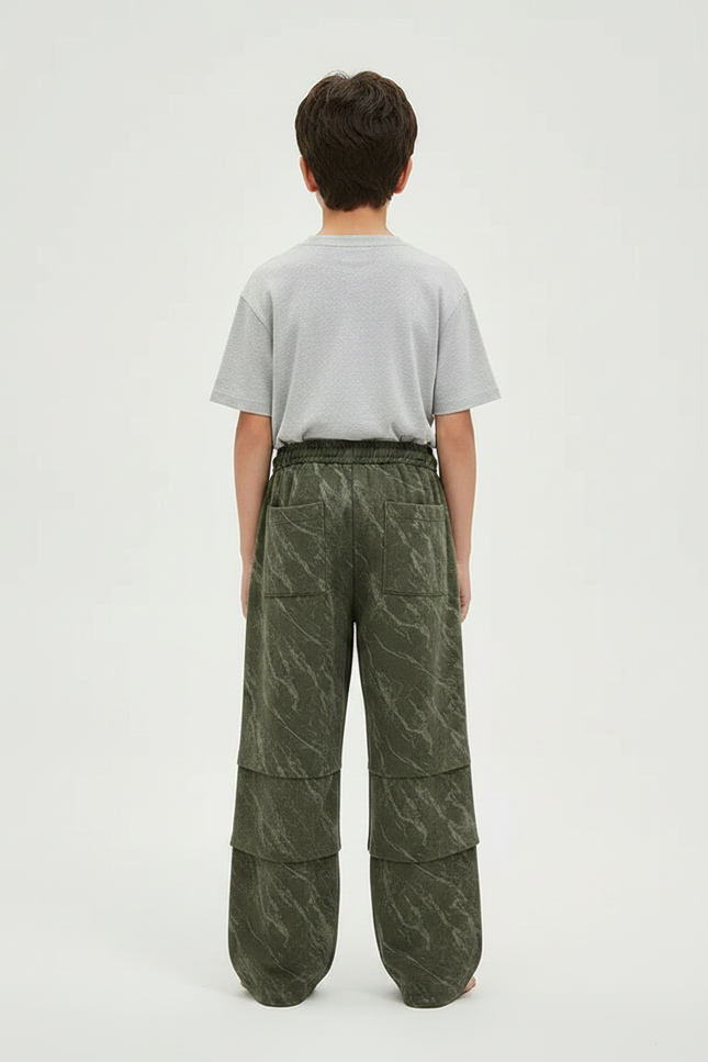 Pantalon Fluide Vert Ample Superposé Arc-en-ciel Enfant - Kaki Molleton - vue 2