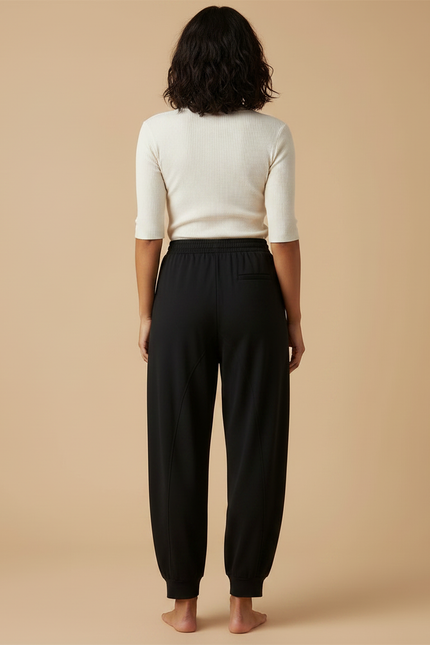 Pantalon Fluide Noir Ample Confort Décontracté Femme - Viscose - vue 2