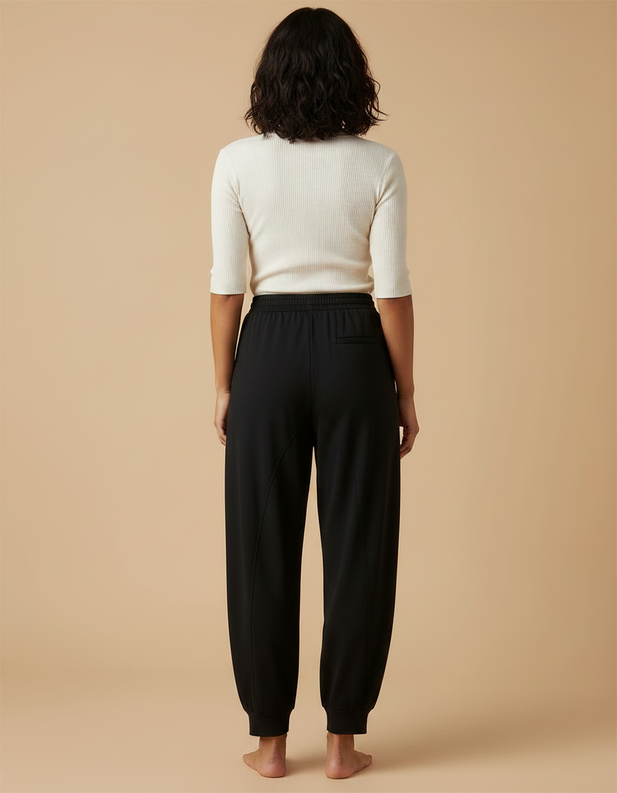 Pantalon Fluide Noir Ample Confort Décontracté Femme - Viscose - vue 2