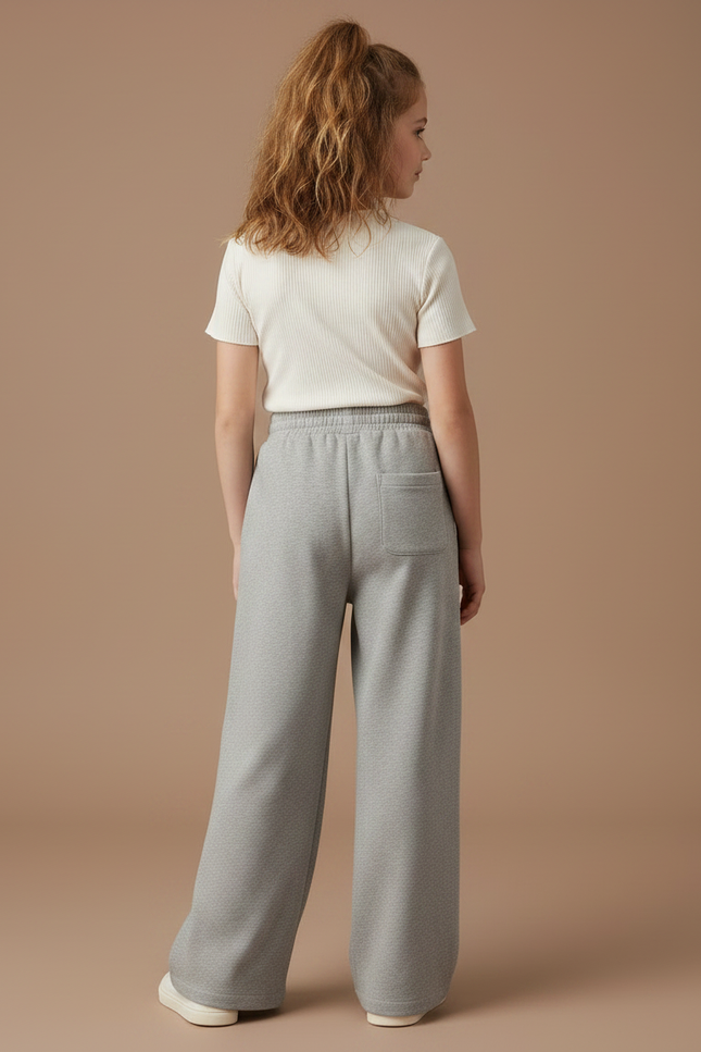 Pantalon Fluide Gris Ample Molletonné Confortable Fille - vue 2