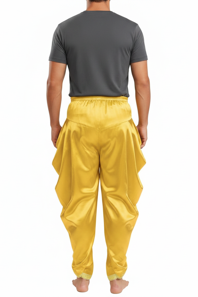 Pantalon Fluide Jaune Satin Ample Drapé Homme - vue 2