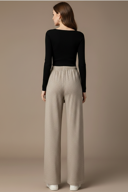 Pantalon Fluide Beige Coton Ample Décontracté Confortable - Molleton - vue 2