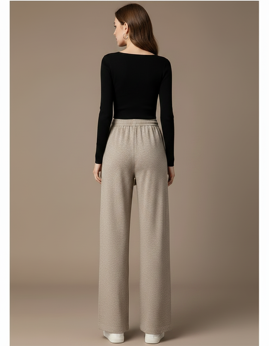 Pantalon Fluide Beige Coton Ample Décontracté Confortable - Molleton - vue 2