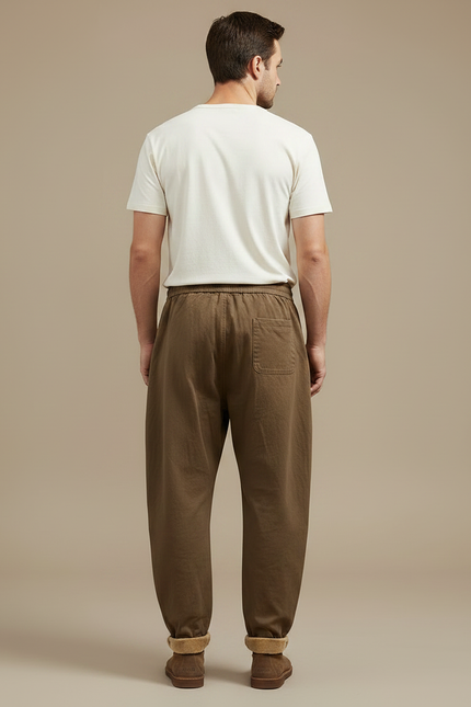 Pantalon Fluide Kaki Ample Coton Homme Décontracté - vue 2