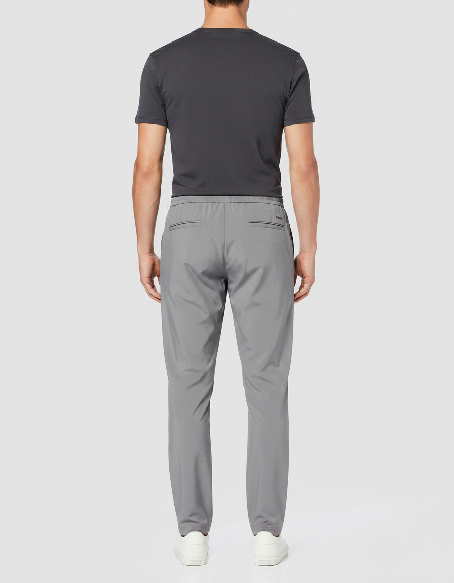 Pantalon Fluide Gris Cordon Sport Décontracté Homme - Polyester - vue 2