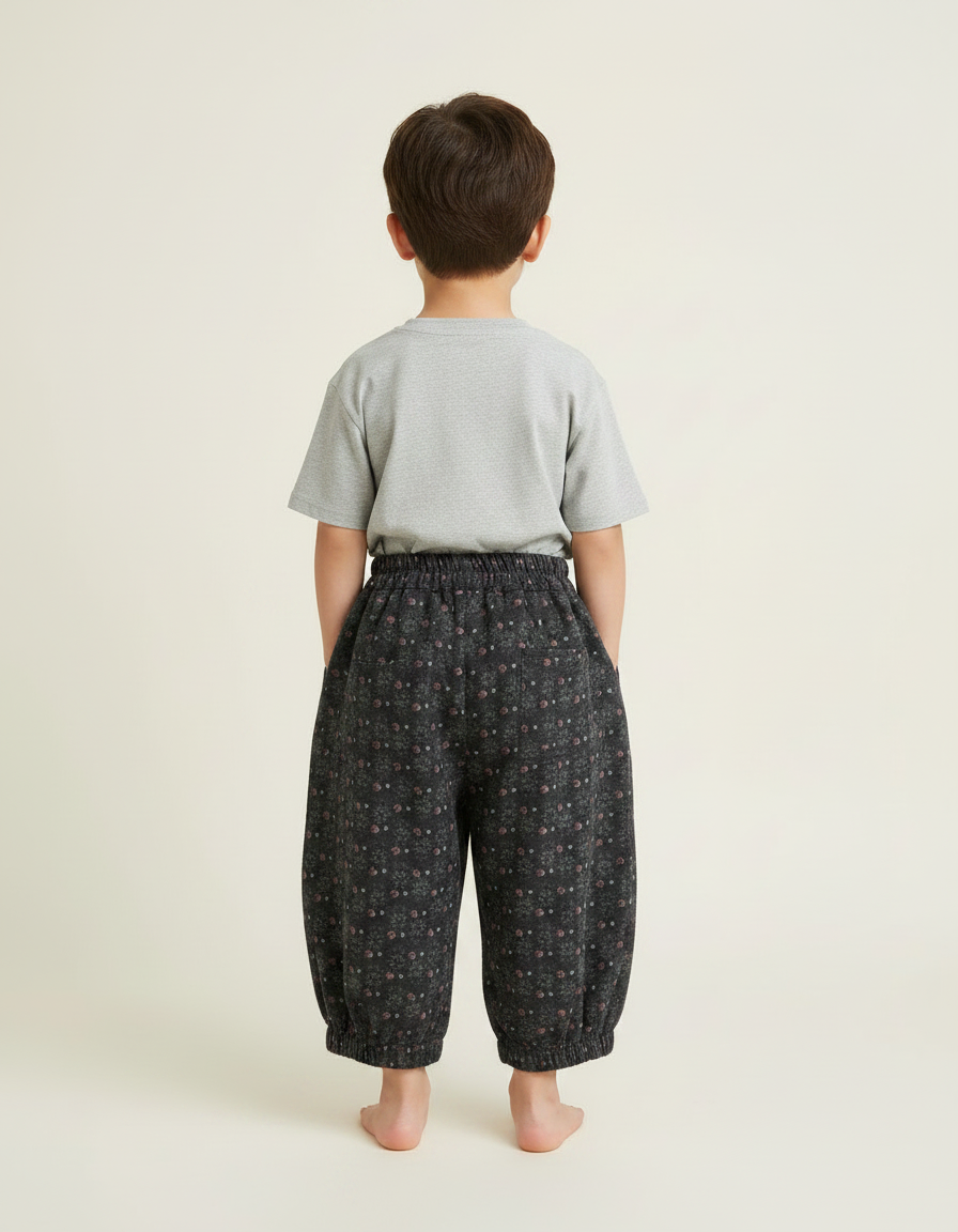 Pantalon Fluide Imprimé Floral Ample Décontracté Enfant - Molleton - vue 2