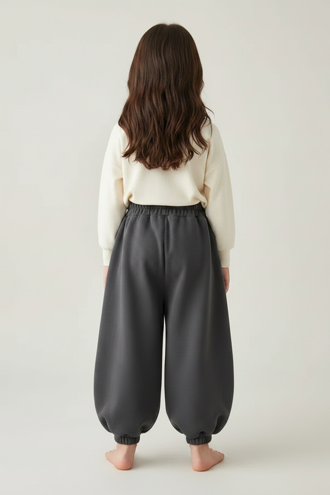 Pantalon Fluide Gris Ample Molleton Maison Enfant - vue 2