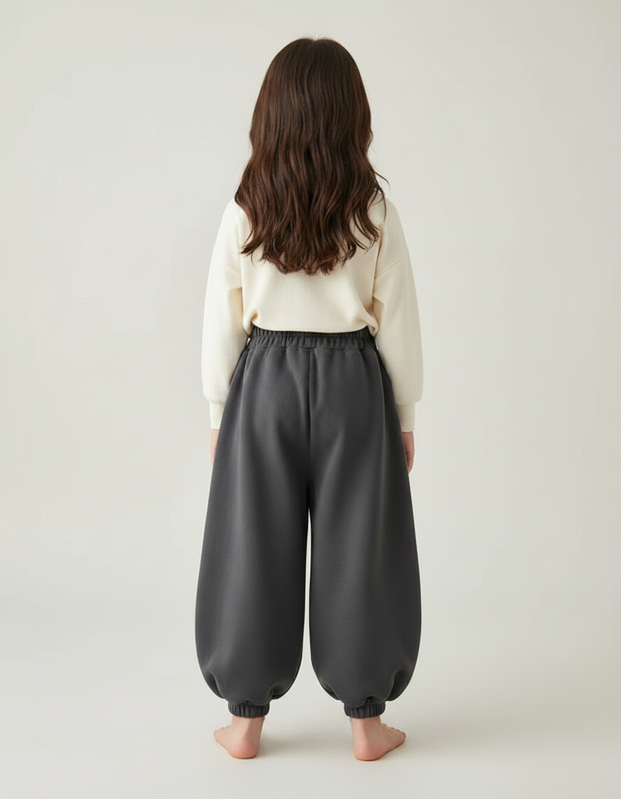 Pantalon Fluide Gris Ample Molleton Maison Enfant - vue 2