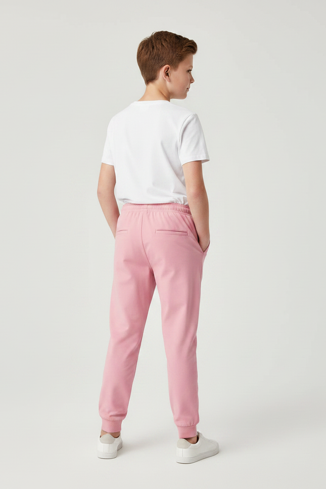 Pantalon Fluide Rose Enfant Cordon Décontracté Jogger - Molleton - vue 2