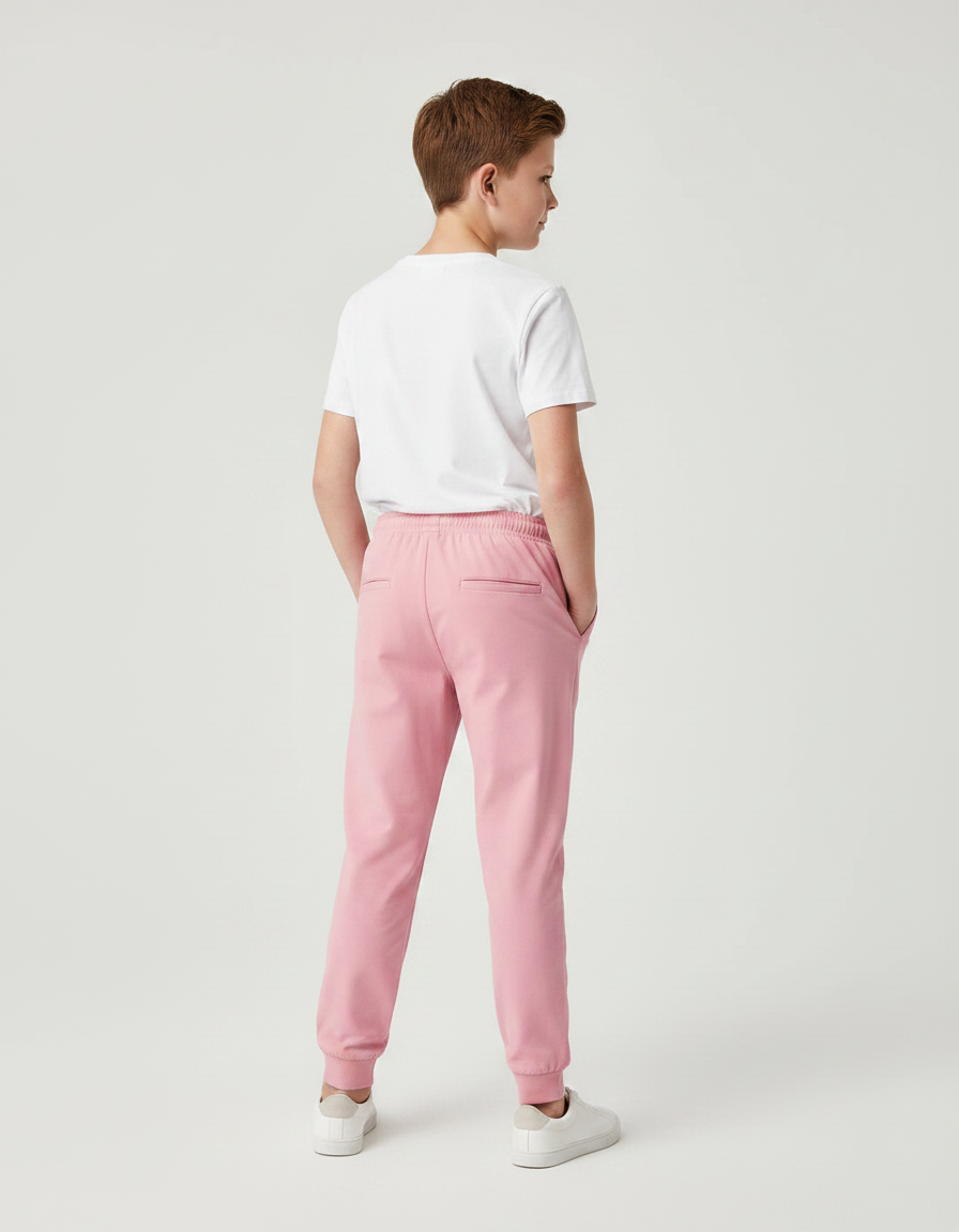 Pantalon Fluide Rose Enfant Cordon Décontracté Jogger - Molleton - vue 2