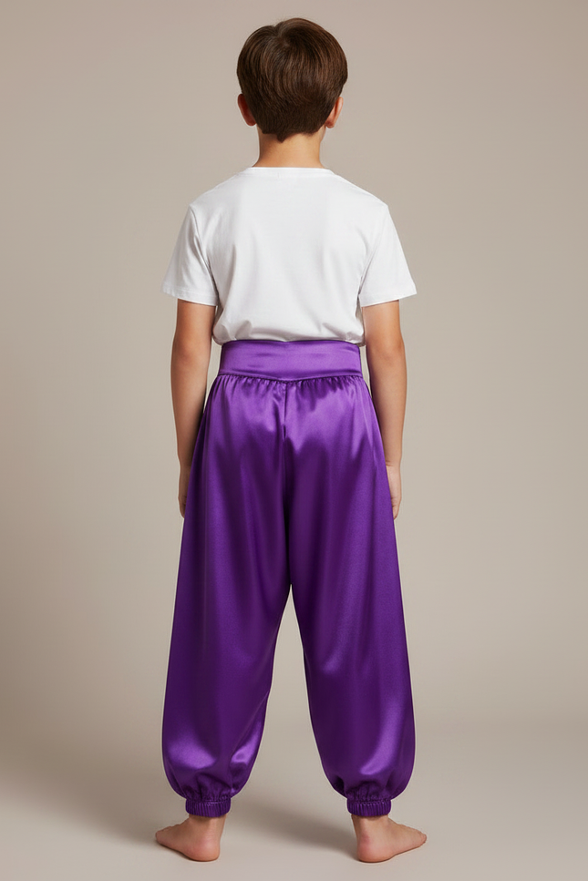 Pantalon Fluide Satin Violet Ample Élastique Enfant - vue 2
