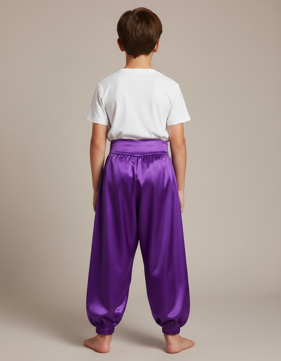 Pantalon Fluide Satin Violet Ample Élastique Enfant - vue 2