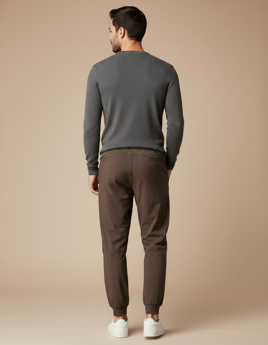 Pantalon Fluide Marron Sport Jogger Homme Confortable - Polyester - vue 2