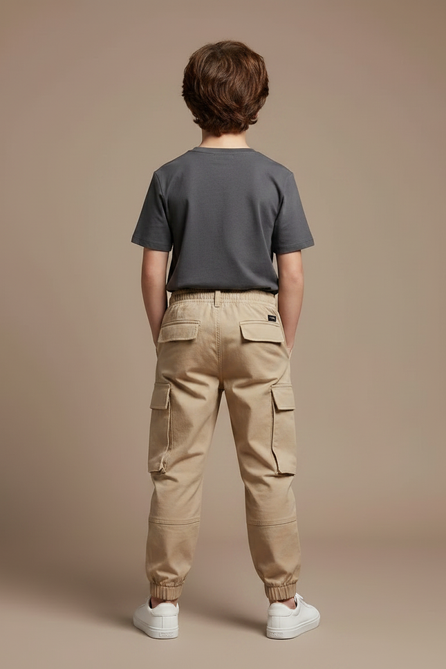 Pantalon Fluide Cargo Beige Ample Garçon Coton - vue 2