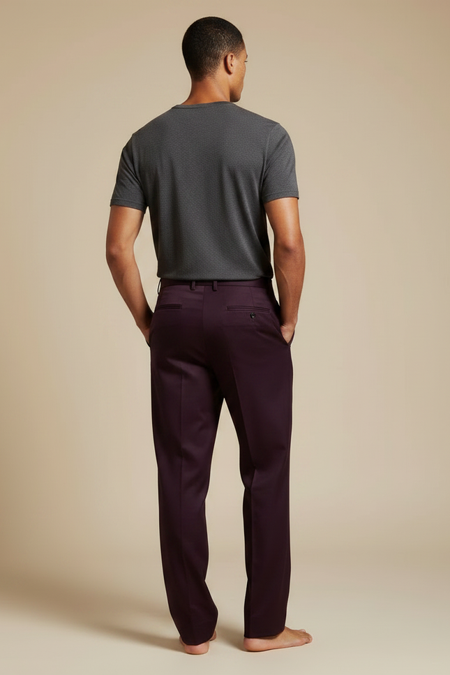 Pantalon Fluide Bordeaux Droit Élégant Décontracté Homme - Gabardine - vue 2