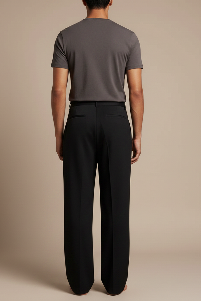 Pantalon Fluide Noir Ample Homme Élégant Droit - Polyester - vue 2