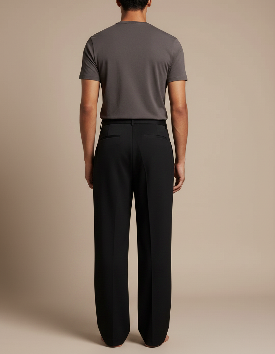 Pantalon Fluide Noir Ample Homme Élégant Droit - Polyester - vue 2